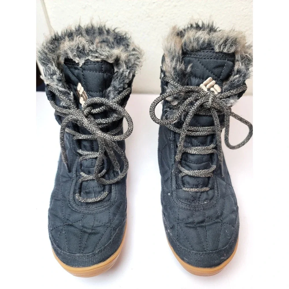 Columbia Women's Black Minx Shorty III‎ Waterproof Quilted Winter Boots Faux Fur